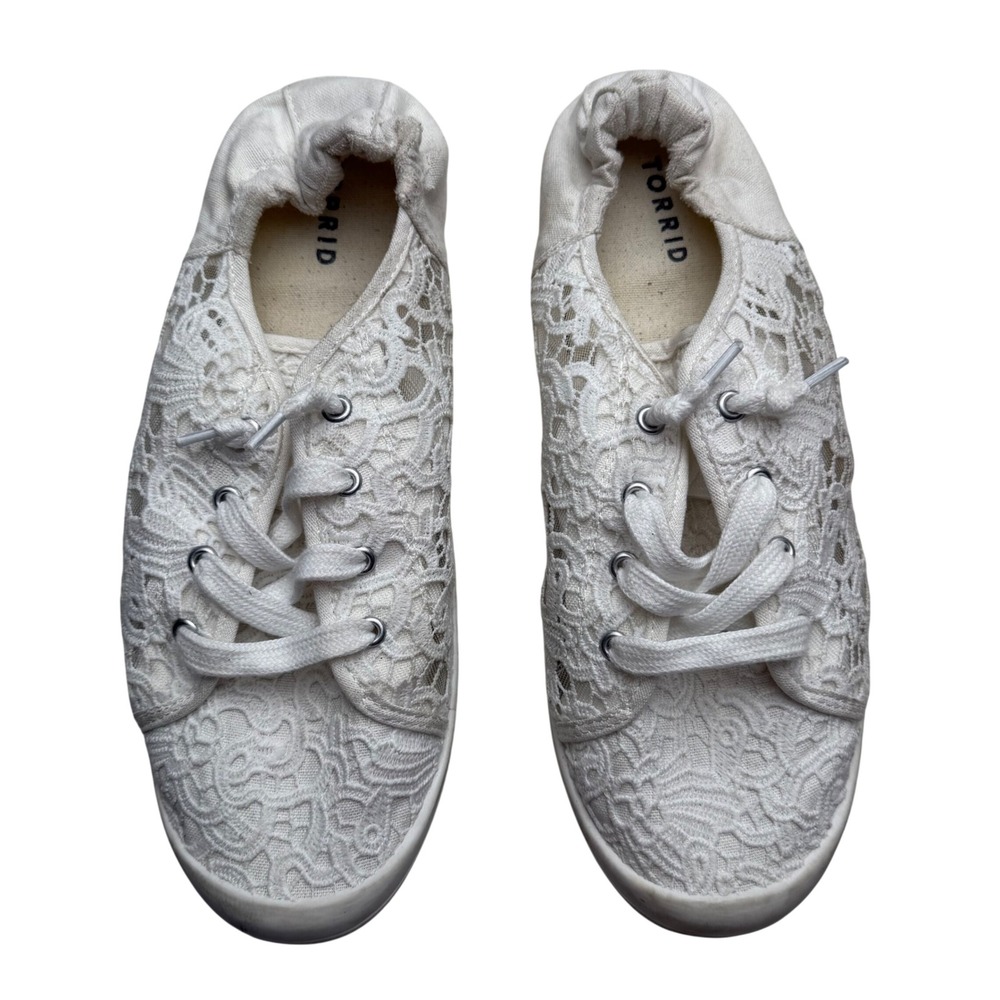 Torrid White Lace Sneakers Slip On Coquette Cottagecore Floral Wide Width 12W